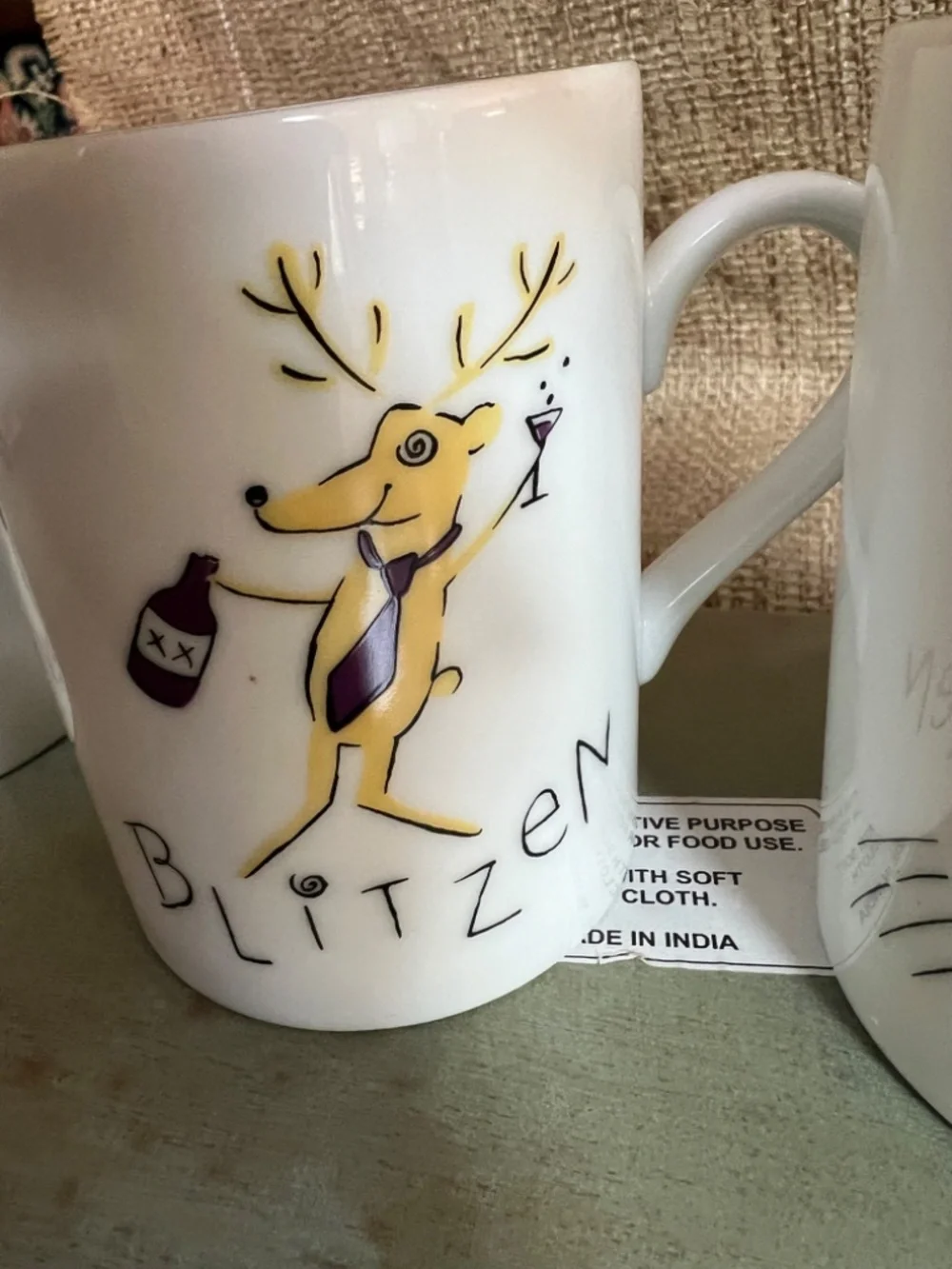 Pottery Barn Santa's Reindeer Coffee Mug Set